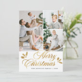 Moderne prettige kerstmis 3 FOTO-groet Feestdagenkaart (Staand voorkant)