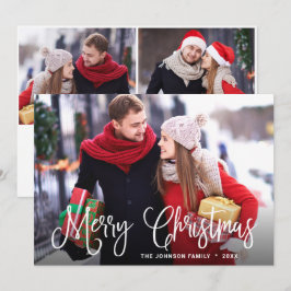 Moderne prettige kerstmis 3 FOTO-groet Feestdagenkaart