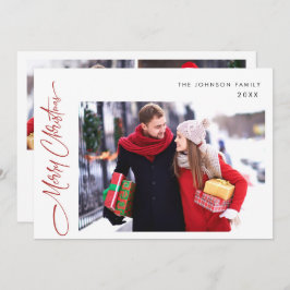 Moderne prettige kerstmis 3 FOTO-groet Feestdagenkaart