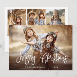 Moderne prettige kerstmis 4-fotografie feestdagenkaart