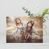 Moderne prettige kerstmis 4-fotografie feestdagenkaart (Staand voorkant)