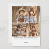 Moderne prettige kerstmis 4-fotografie feestdagenkaart (Achterkant)
