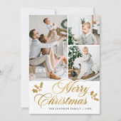 Moderne prettige kerstmis 4-fotografie feestdagenkaart (Voorkant)