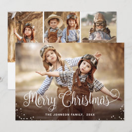 Moderne prettige kerstmis 4-fotografie feestdagenkaart