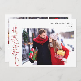 Moderne prettige kerstmis 4-fotografie feestdagenkaart