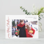 Moderne prettige kerstmis 4-fotografie feestdagenkaart (Staand voorkant)