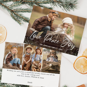 Moderne prettige kerstmis 4-fotografie feestdagenkaart