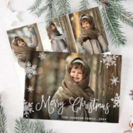 Moderne prettige kerstmis 4-fotografie feestdagenkaart