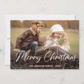 Moderne prettige kerstmis 4-fotografie feestdagenkaart (Voorkant)