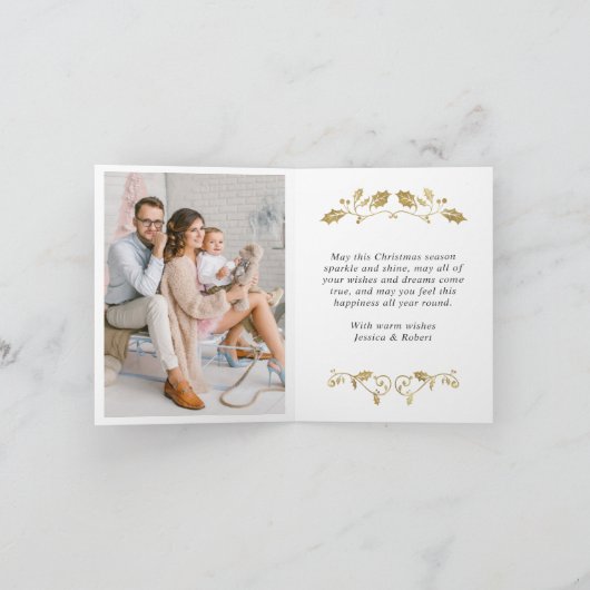 Moderne prettige kerstmis met 5 FOTO-groet Feestdagen Kaart (Binnen)