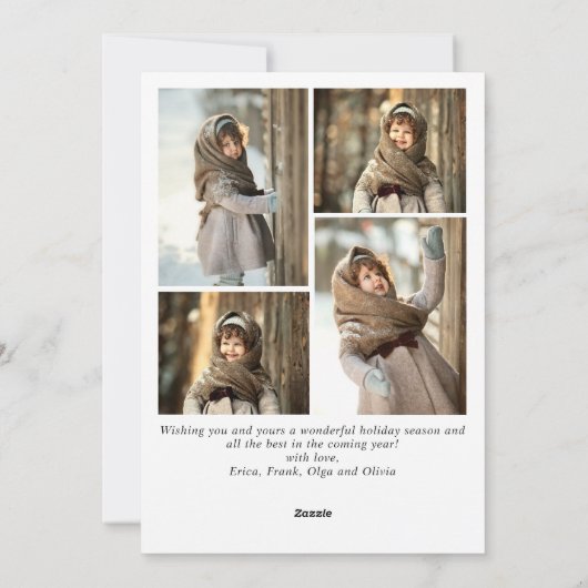 Moderne prettige kerstmis met 5 FOTO-groet Feestdagenkaart (Achterkant)