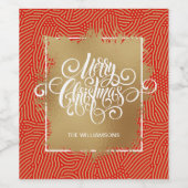 Moderne prettige kerstmis met Gold Red Wijn Etiket (Enkel label)