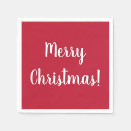 Moderne prettige kerstrode en witte typografie servet