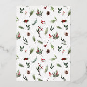 Moderne prettige kerstrode winter groene gouden fo folie feestdagenkaart (Achterkant)