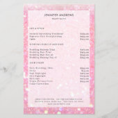 Moderne Prijslijst Roze Glitter Salon  Flyer (Voorkant)