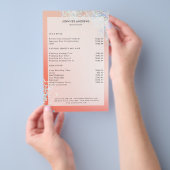 Moderne Prijslijst Salon Glitter Zilver Perzik Flyer (Hand)