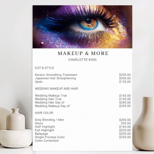 Moderne Prijslijst van Make-up Fotosalon Poster