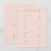 Moderne prijslijst voor bruinkroze bruinkzalf met  menu (Voorkant / Achterkant)