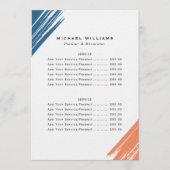 Moderne prijslijst voor gebruikers menu (Voorkant)