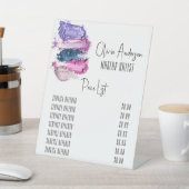 Moderne prijslijst voor schoonheidsstaal reclamebord met voetstuk (Insitu)