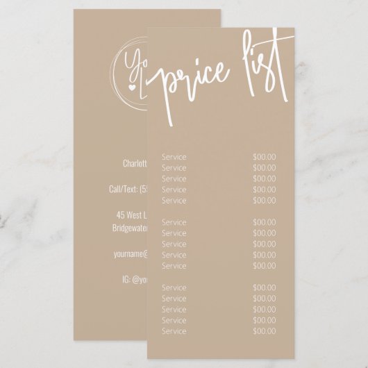 Moderne prijslijstmenu voor artistieke emens eup menu (Voorkant / Achterkant)