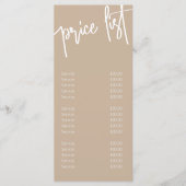 Moderne prijslijstmenu voor artistieke emens eup menu (Voorkant)