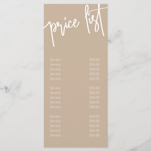 Moderne prijslijstmenu voor artistieke emens eup menu (Voorkant)