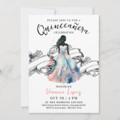Moderne Prinses Roze 15e Quinceañera Waterverf Kaart (Voorkant)
