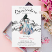 Moderne Prinses Roze 15e Quinceañera Waterverf Kaart