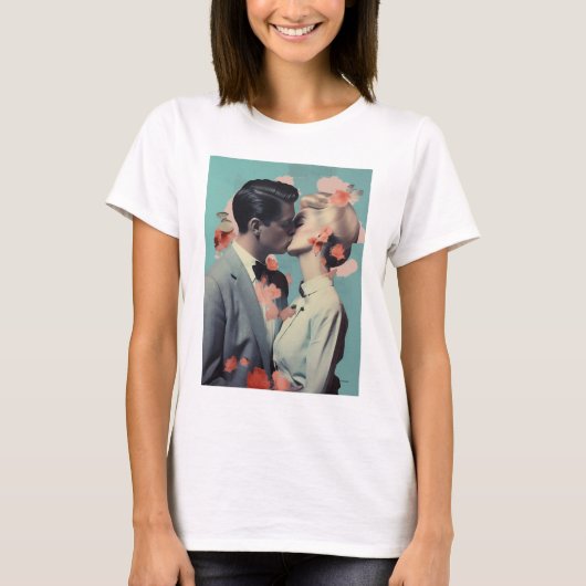 Moderne Print, Kus, Vrouw Man, Liefde T-shirt (Voorkant)