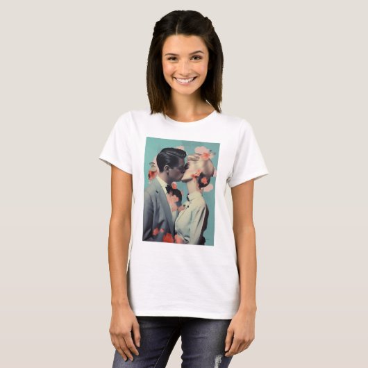 Moderne Print, Kus, Vrouw Man, Liefde T-shirt (Voorkant volledig)