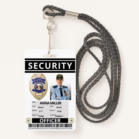 Moderne Print Security Officer Custom Employee-ID Badge (Voorkant met draagriem)