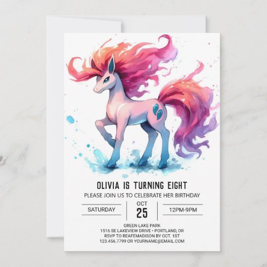 Moderne Printable Horse Verjaardag Kaart (Voorkant)