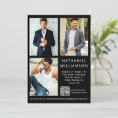 Moderne Pro Model Acteur QR Code 3 Foto Comp Kaart (Staand voorkant)