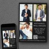 Moderne Pro Model Acteur QR Code 3 Foto Comp Kaart