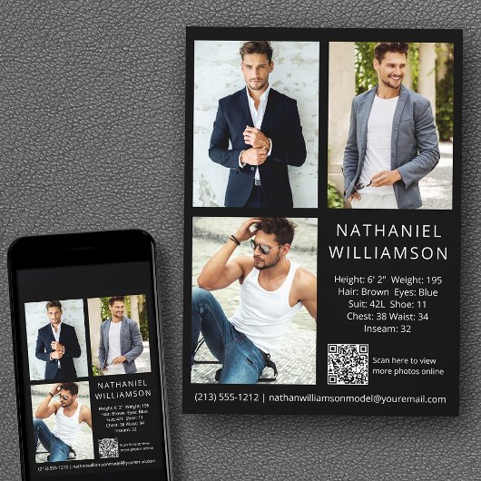 Moderne Pro Model Acteur QR Code 3 Foto Comp Kaart