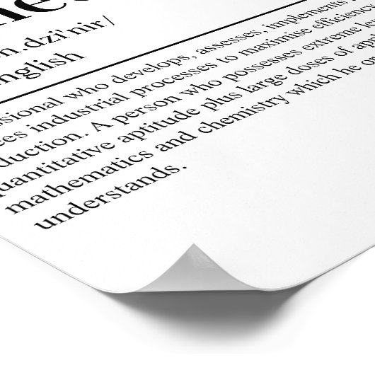 Moderne Process Engineer Grappige woordenboek Defi Poster (Hoek)