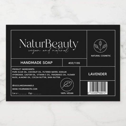 Moderne product Cosmetische zeep Label Voedselcontainer Etiket (Enkel label)