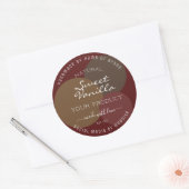 Moderne Product Verpakkingsetiketten Donkerrood en Ronde Sticker (Envelop)