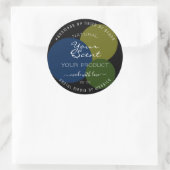 Moderne Product Verpakkingsetiketten Zwart Blauw G Ronde Sticker (Tas)