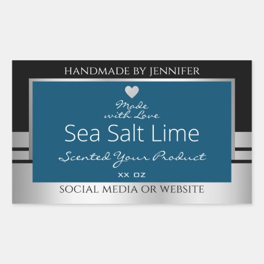 Moderne Product Verpakkingsetiketten Zwart Zilver  Rechthoekige Sticker (Voorkant)