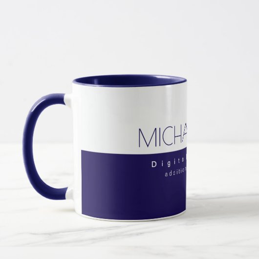 Moderne prof digitale marketeer Navy Blue Mok (Links)