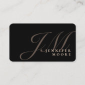 Moderne Professional Black en Gold Monogrammen Visitekaartje (Voorkant)