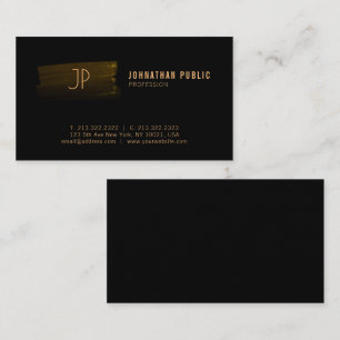 Moderne Professional Black en Gold Monogrammen Visitekaartje