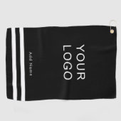 Moderne Professional Business Logo Black Stripe Golfhanddoek (Horizontaal)