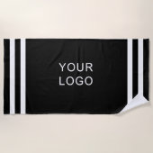 Moderne Professional Business Logo Black Stripe Strandlaken (Voorkant)