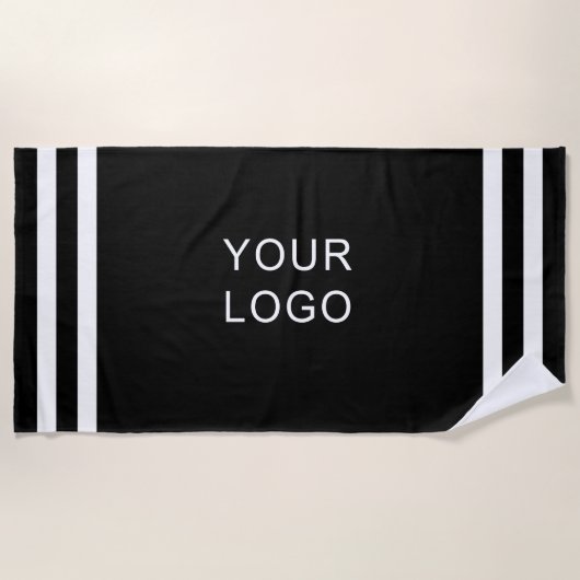 Moderne Professional Business Logo Black Stripe Strandlaken (Voorkant)