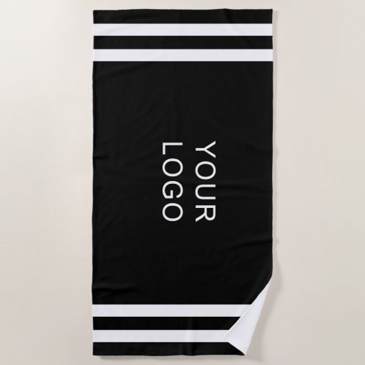 Moderne Professional Business Logo Black Stripe Strandlaken (Voorkant)