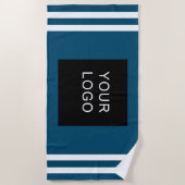 Moderne Professional Business Logo Blue Stripe Strandlaken (Voorkant)