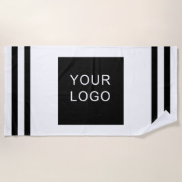 Moderne Professional Business Logo Stripe White Strandlaken